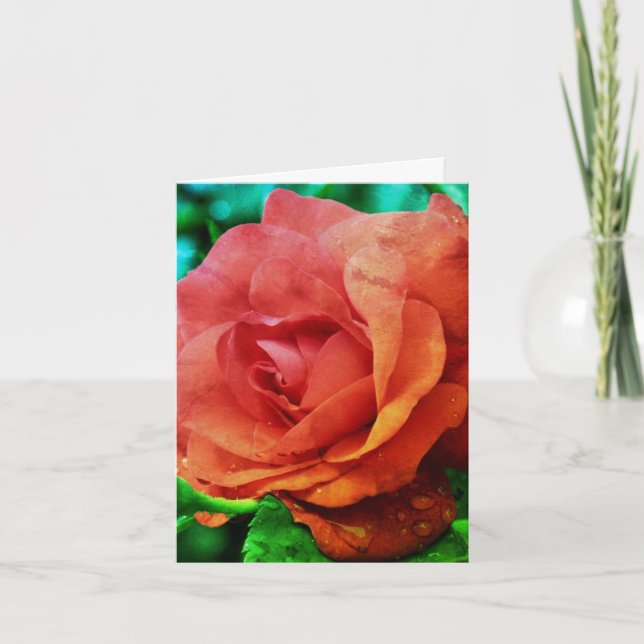 Rote Rose Abstrakte Blume Art Note Card Dankeskarte (Vorderseite)