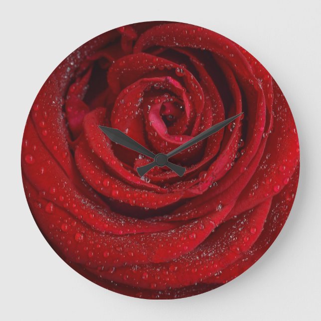 Rote Rose Akrylwand Große Wanduhr (Vorderseite)