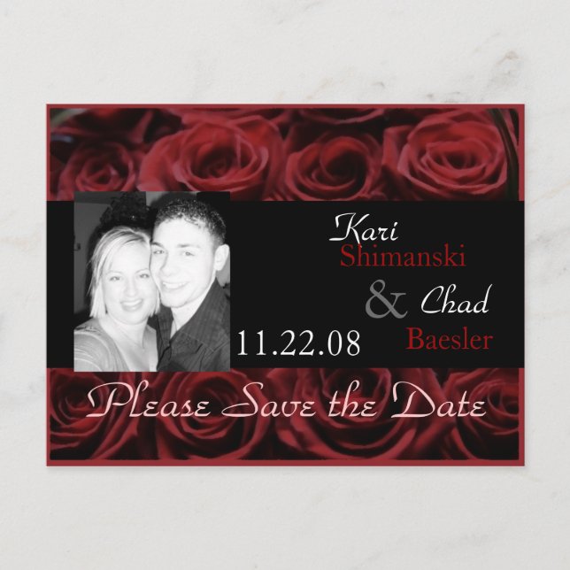 Rote Rose Ankündigungspostkarte (Vorderseite)