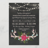Rote Rose Antlers - Rustikale Chalkboard-Hochzeit