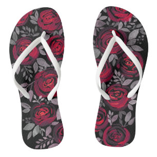 Rote Rose Aquarell, Aquarell Flip Flops