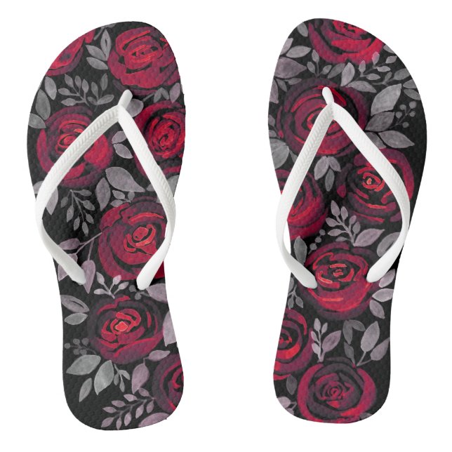 Rote Rose Aquarell, Aquarell Flip Flops (Fußbett)