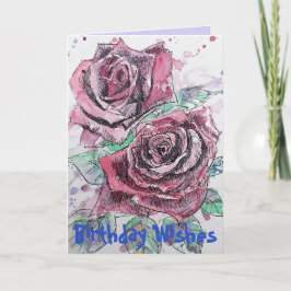 Rote Rose Aquarell Blume Blumenbeere Geburtstagska Karte