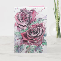 Rote Rose Aquarell Blume Blumenbeere Geburtstagska