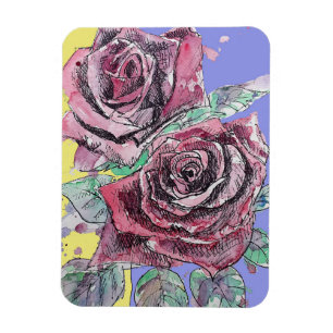 Rote Rose Aquarell Blume Blumengeburt Magnet