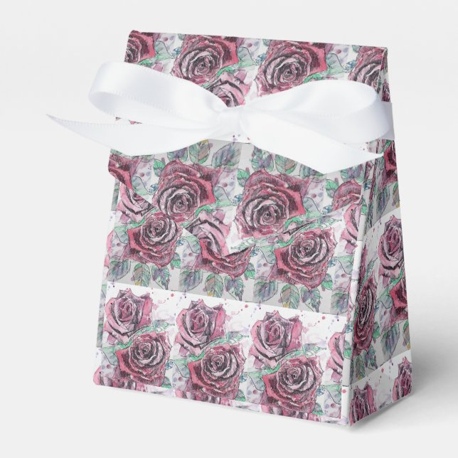 Rote Rose Aquarell und Tintenfisch Party Geschenkschachtel (Vorderseite)