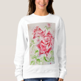 Rote Rose Aquarellfarben Blume Blumenbemalung Rose Sweatshirt
