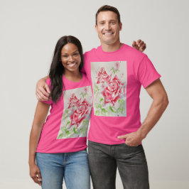 Rote Rose Aquarellfarben Blume Blumenbemalung Rose T-Shirt
