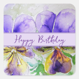 Rote Rose Aquarellfarben Rose Gerne zum Geburtstag Quadratischer Aufkleber