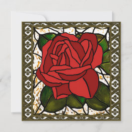 Rote Rose Art Deco Gilded Card Feiertagskarte