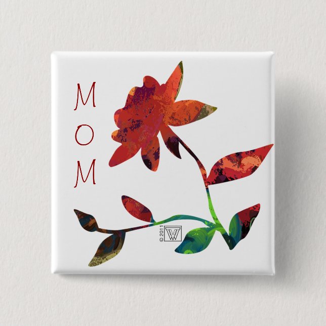 Rote Rose Art MAMA Button (Vorderseite)