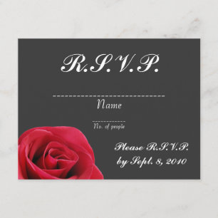 Rote Rose auf der grauen RSVP-Karte RSVP Karte