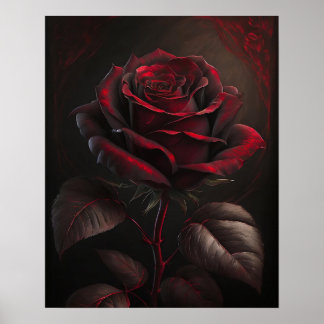 Rote Rose auf dunklem Hintergrund Poster