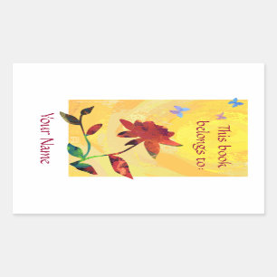 Rote Rose auf Gelb Rechteckiger Aufkleber