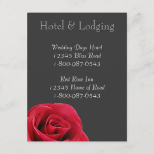 Rote Rose auf grauen Hotel- und Unterkunftskarten Begleitkarte