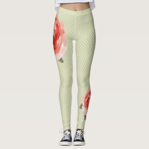 Rote Rose auf Leggings mit weißen und Limonen Punk