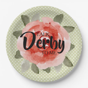 Rote Rose auf Limette Punkten Derby Pappteller