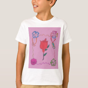 Rote Rose auf Rosa: Blumengrafik am Border Art Pri T-Shirt