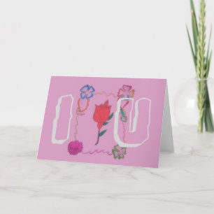 Rote Rose auf Rosa: Florales Rahmen Kunst Druck/Gr Dankeskarte