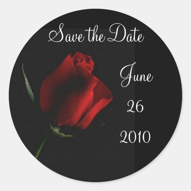 Rote Rose auf Schwarz anpassen Runder Aufkleber (Vorderseite)