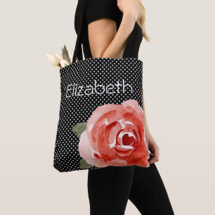 Rote Rose auf Schwarz mit Weißen Punkten