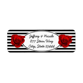 Rote Rose auf Schwarz-Weiß-Streifen Hochzeit