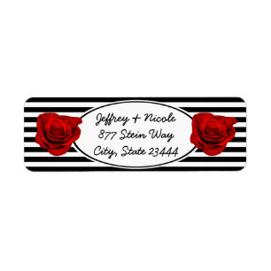 Rote Rose auf Schwarz-Weiß-Streifen Hochzeit