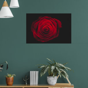 Rote Rose auf schwarzem Hintergrund mit Vintage-Ef Poster