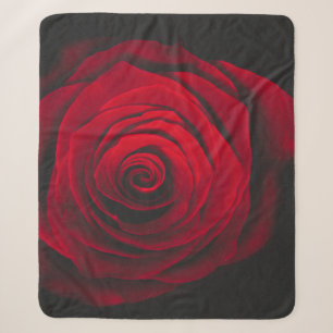 Rote Rose auf schwarzem Hintergrund mit Vintage-Ef Sherpadecke