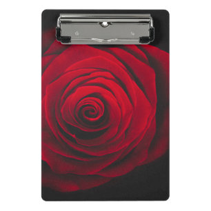 Rote Rose auf schwarzem Hintergrund Vintage-Effekt Mini Klemmbrett