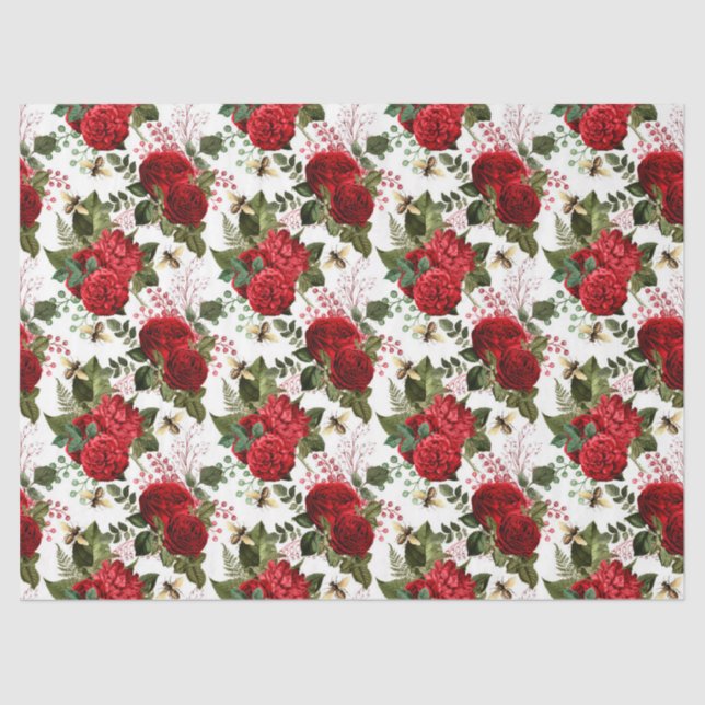 Rote Rose Bee Series Design 15 Tissue Paper Seidenpapier (Vorderseite)