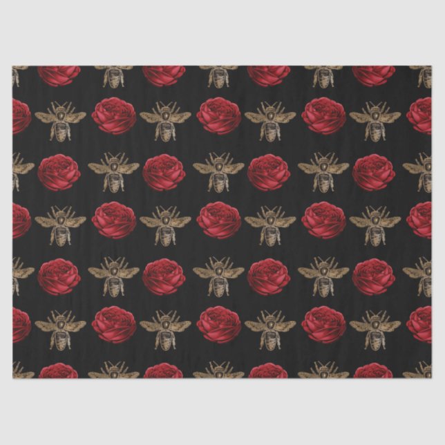 Rote Rose Bee Series Design 16 Tissue Paper Seidenpapier (Vorderseite)
