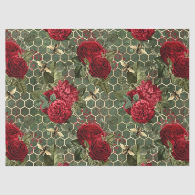 Rote Rose Bee Series Design 22 Tissue Paper Seidenpapier (Vorderseite)
