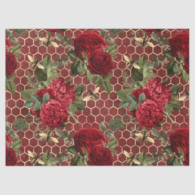 Rote Rose Bee Series Design 45 Seidenpapier (Vorderseite)