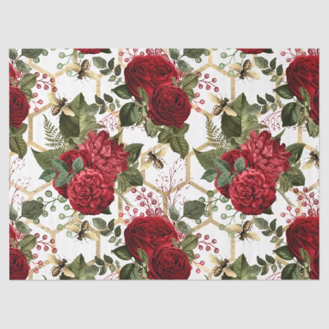 Rote Rose Bee Series Design 48 Seidenpapier (Vorderseite)