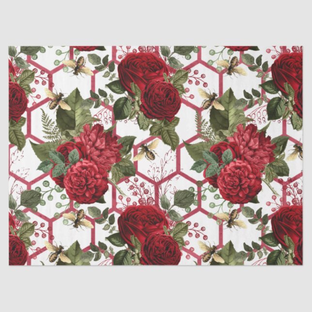 Rote Rose Bee Series Design 49 Seidenpapier (Vorderseite)