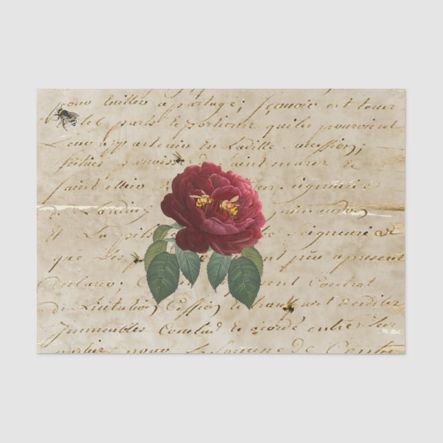 Rote Rose Bienen Seidenpapier (Vorderseite)