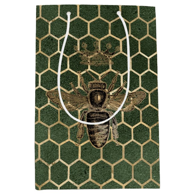 Rote Rose-Bienenreihe - Design 1 Mittlere Geschenktüte (Vorderseite)