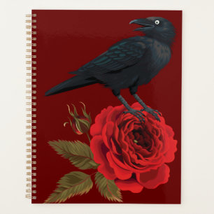 Rote Rose Black Bird Raven Planer