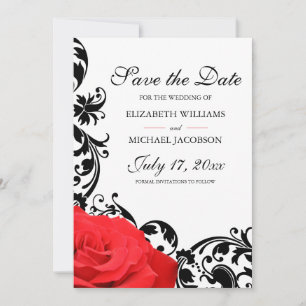 Rote Rose Black Blühe Hochzeit Save The Date
