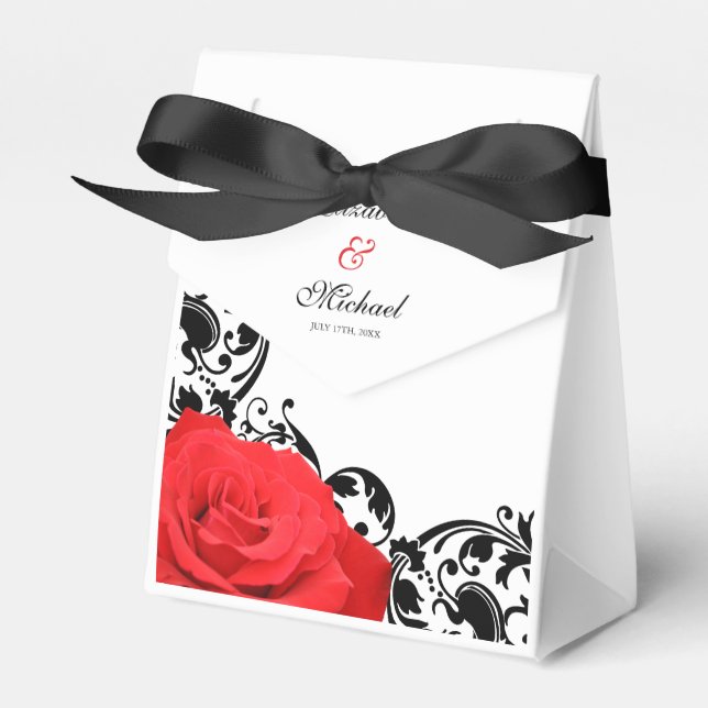 Rote Rose Black Blühe Personalisierte Hochzeit Geschenkschachtel (Vorderseite)