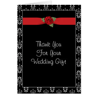 Rote Rose Black Damask Wedding Vielen Dank Anmerku