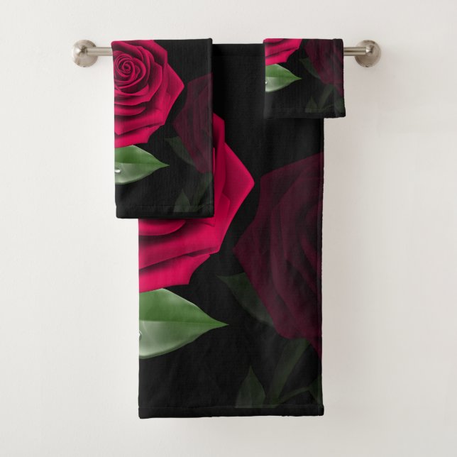 Rote Rose Black Red Badhandtuch Set (Insitu)