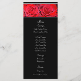 Rote Rose Black Silver Wedding Menu Menükarte