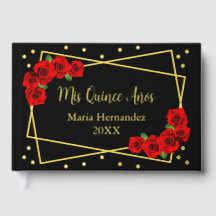 Rote Rose Black und Gold Quinceñera
