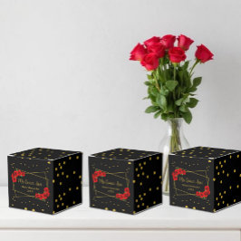 Rote Rose Black und Gold Quinceñera Geschenkschachtel