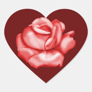 "Rote Rose Bloom"-Umschlag Aufkleber - Dunkelroter