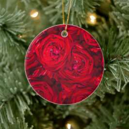 Rote Rose blüht mit Abtropfen - Fotografie Keramik Ornament