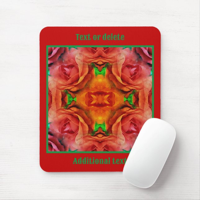 Rote Rose Blume Abstrakt Personalisiert gestört Mousepad (Mit Mouse)