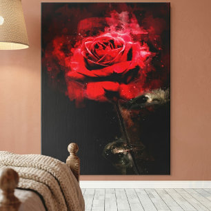Rote Rose Blume Aquarell - bb Leinwanddruck